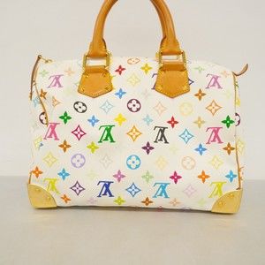 Louis Vuitton Monogram Handbag Multicolor Speedy 30 White